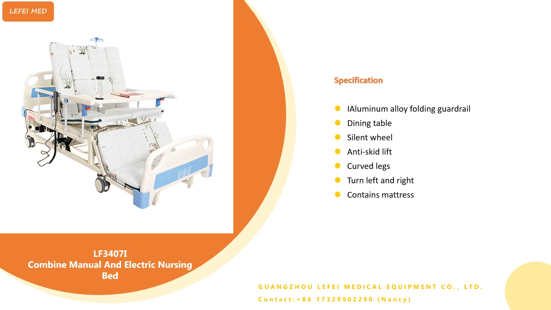 Free Sample Custom Medical Furniture Metal Bed  One Function Electric Care Bed  Icu Nursing Hospital Bed For Patients