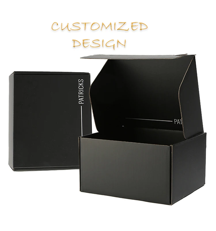 Customized Adhesive Closure Cardboard box Open Out Tear Open Packaging Black Postal Self Sealing Mailer box with Zipper Strip