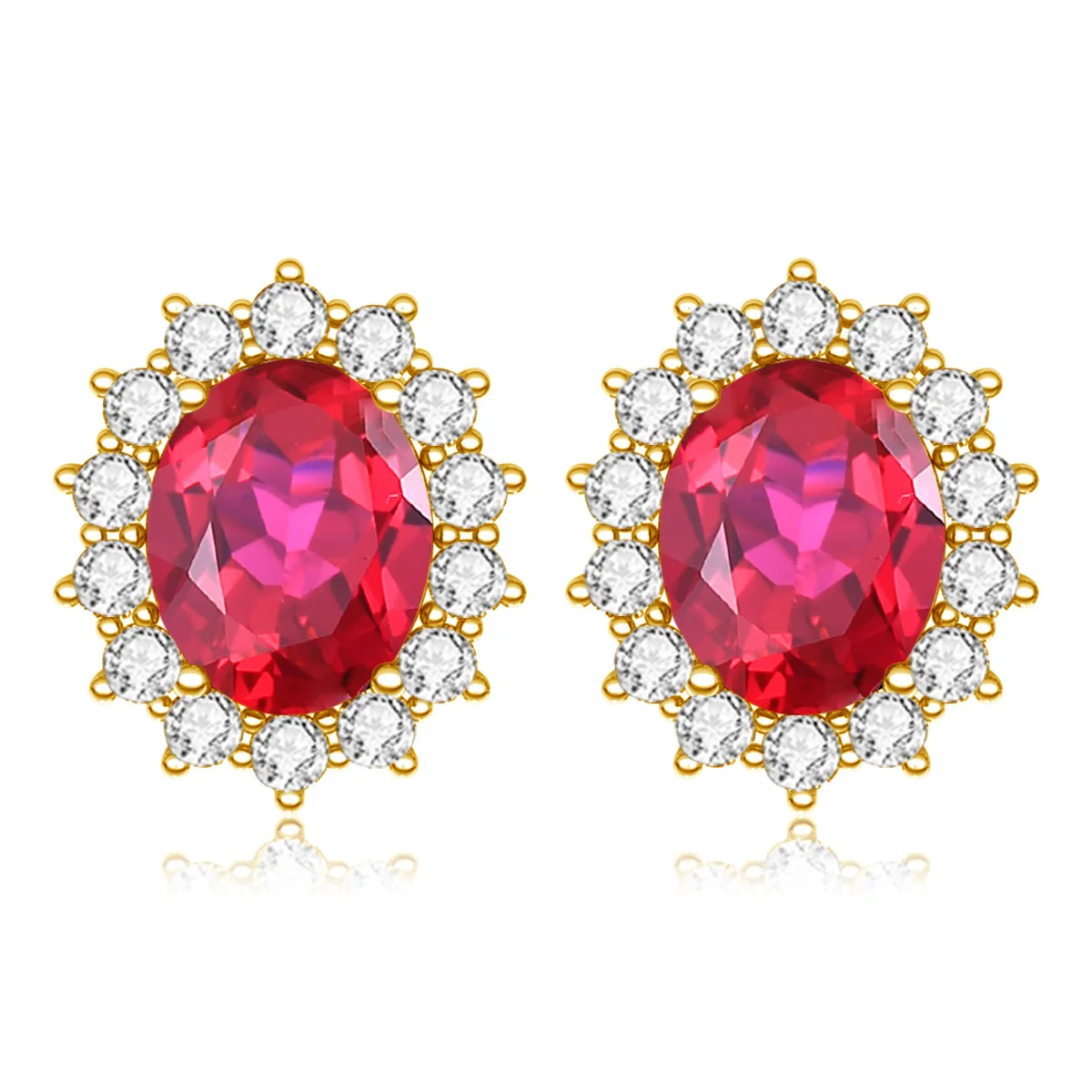 Luxury Sterling Silver 925 Stud Earrings with Garnet Princess Diana Inspired Design for Anniversary Celebrations