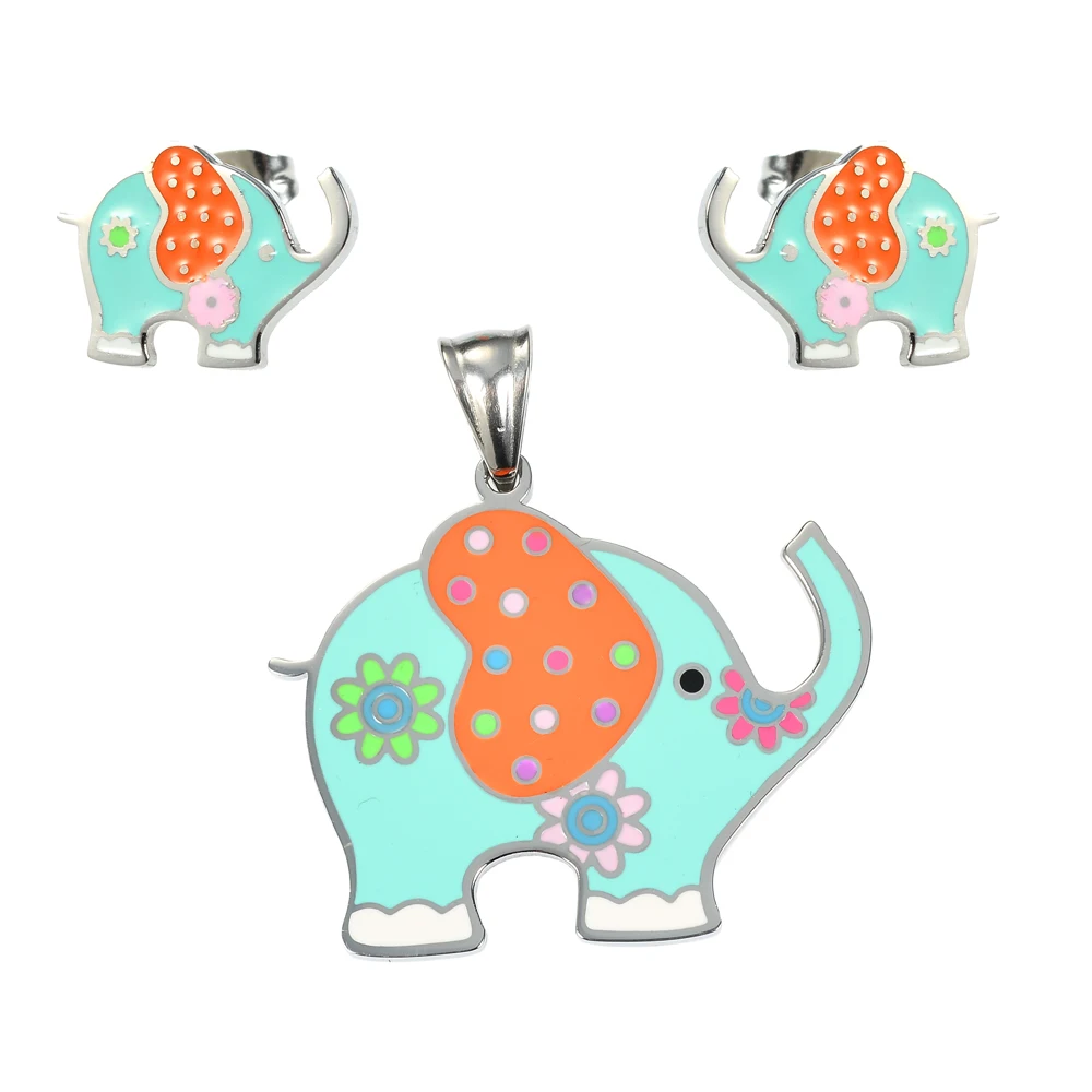 Оптовая цена ювелирные изделия для девочек с изображением слона из мультфильма нержавеющей стали