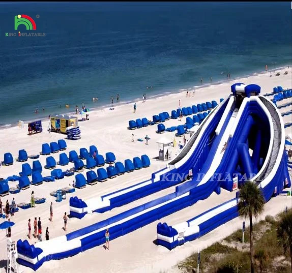 Commercial Large Triple Inflatable Water Slide 3 Lane High Tide Inflatable Water Slide