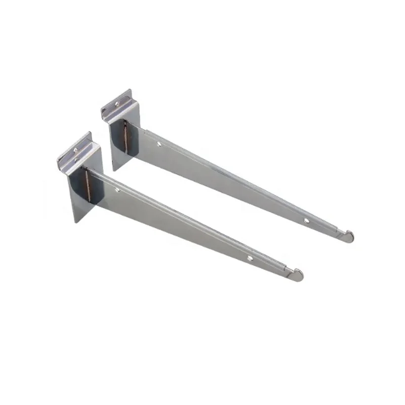 Low Price Customized Floating Shelf Hardware Slat Wall Board Panels Chrome Brackets Wall Mount Slatwall Shelf Bracket