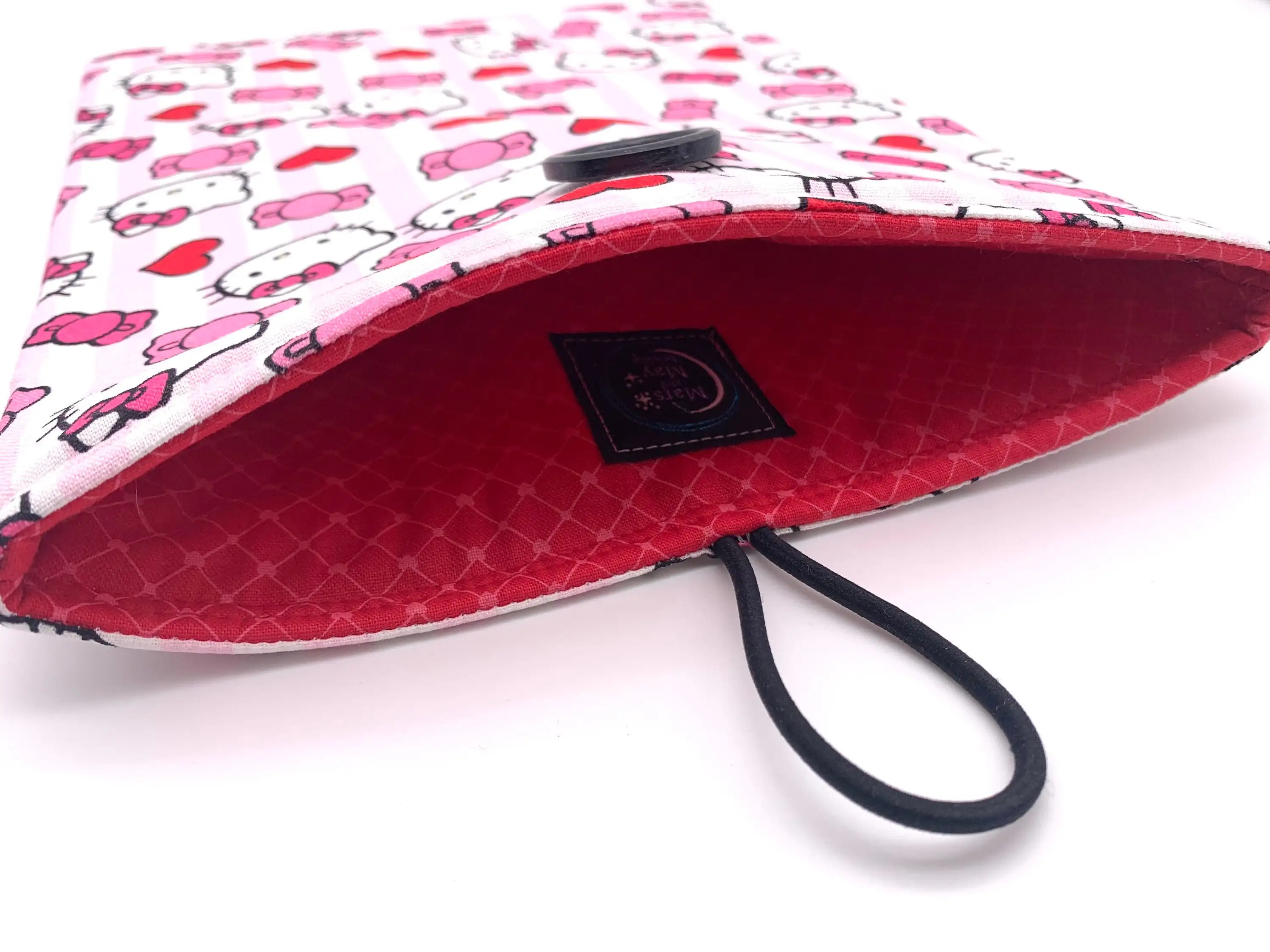 boutique custom book pocket button book cover exquisite print pink cute paperback book sleeve