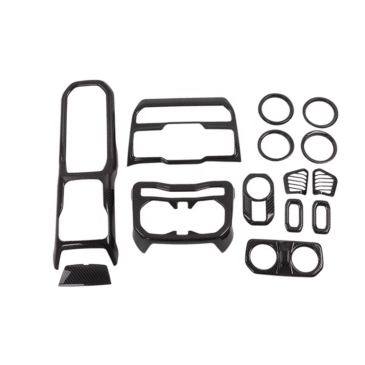 Полный комплект отделки салона автомобиля ABS из углеродного волокна для Jeep Wrangler JL 2018