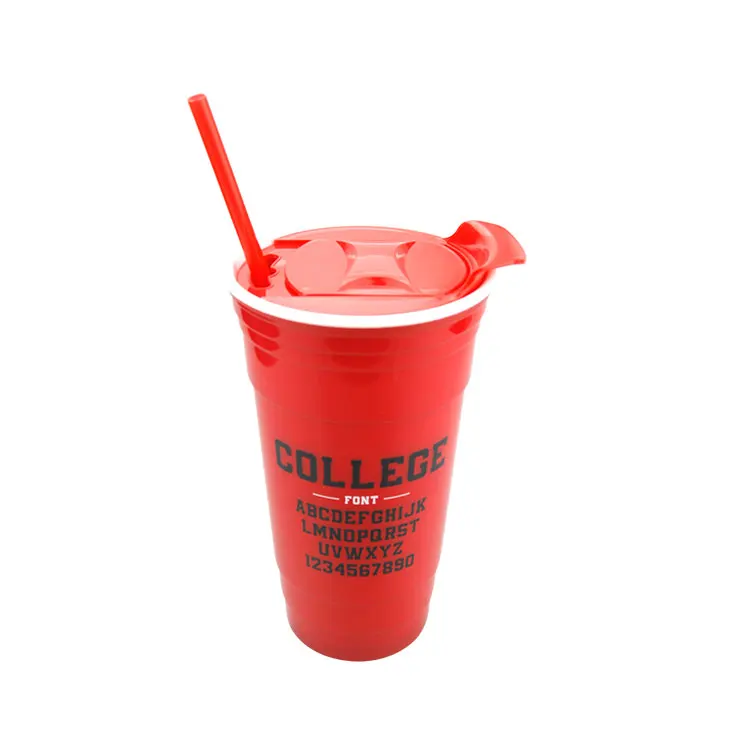 Pp cup Wholesale BPA Free hot sale personalized custom printed reusable Beer coffee drinking pp party plastic cup with lid