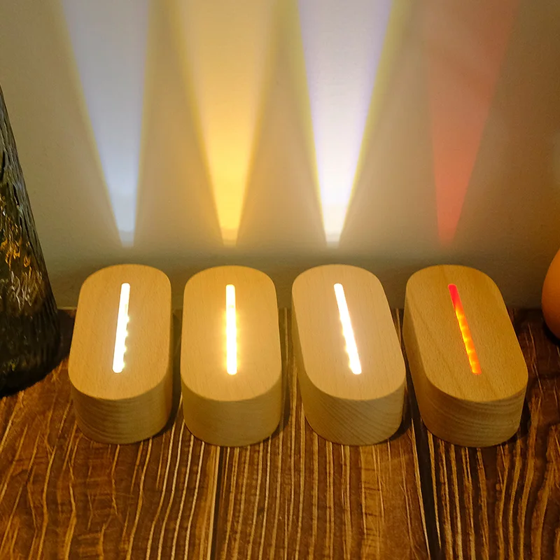 Xianfa Factory Wholesale Wood Led Night Light Base Wooden 3d Led Lamp Base For 3d Illusion Night Light USB Wooden Base
