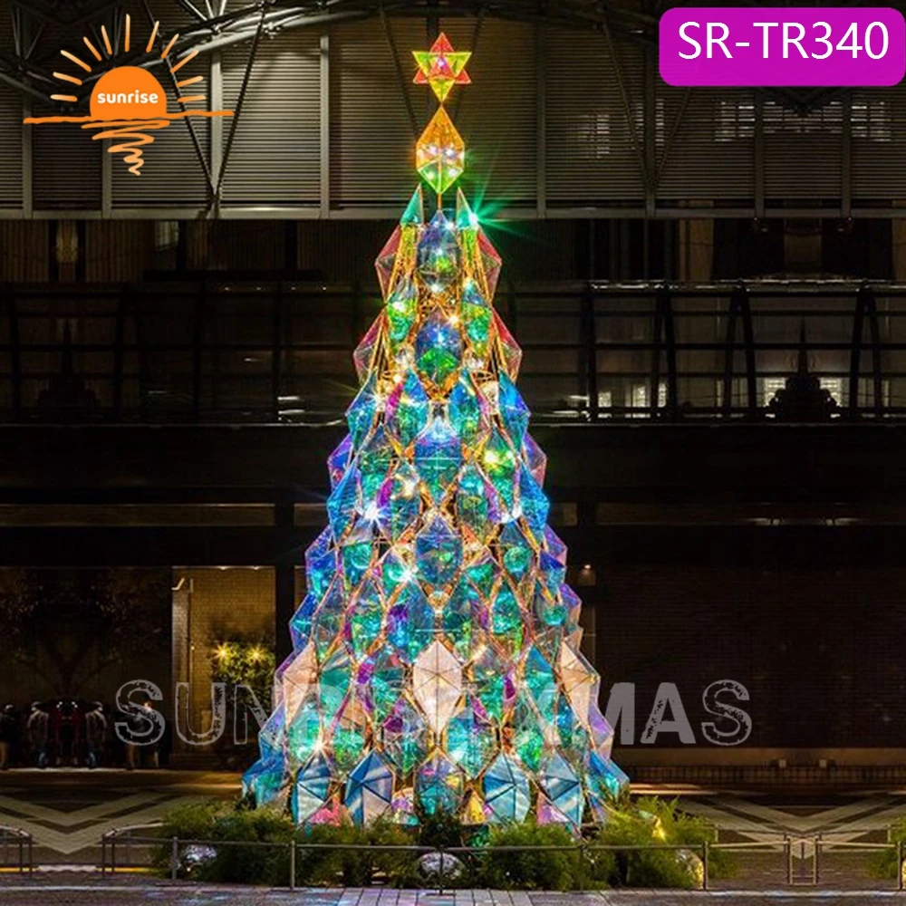 Frame Artificial Giant Christmas Tree Ornament Decoration 6meter Metal Sunrise Steel Frame and LED Light Large Xmas Tree CN;ZHE