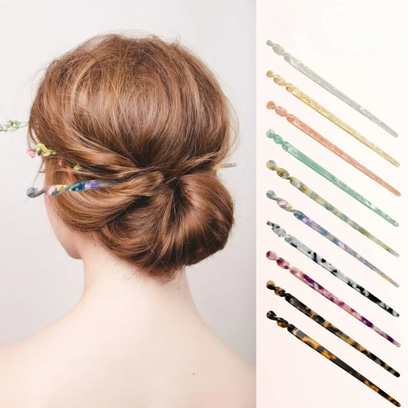 PDANY High Quality Factory Wholesale New Design Women Hair Accessories Acetate Chopstick Retro Hair Stick Hair Forks Custom