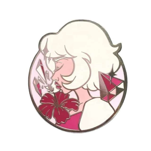 Cheap iron pin with red soft enamel with blue soft enamel