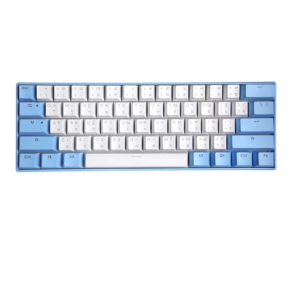 custom doubleshot transparent keycaps 61 keys mini russian keyboard diy hot swap usb wired gaming mechanical keyboards