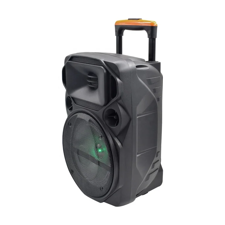 outdoor trolley chargeable speaker 8 inch portable wireless blue tooth speaker with wireless microphone