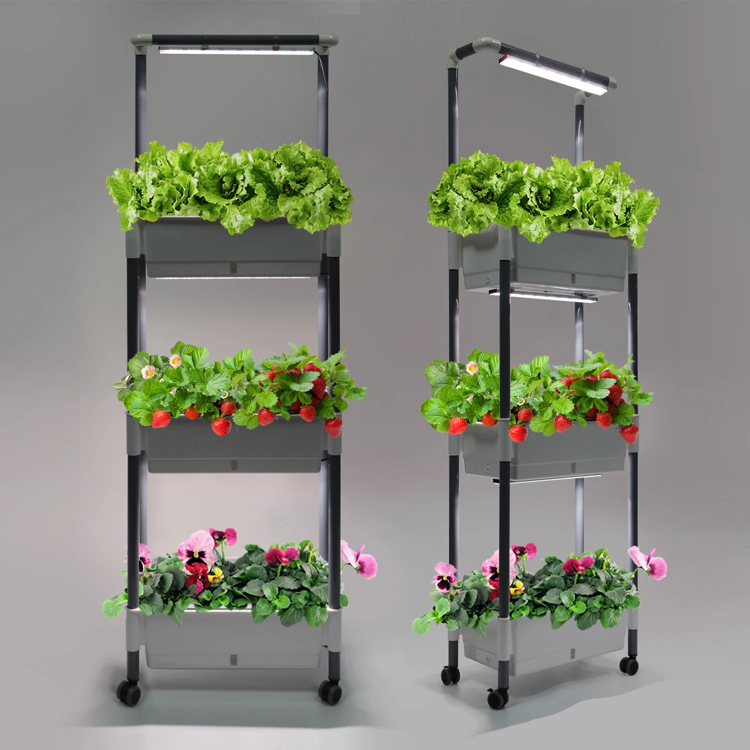 Indoor Garden Planter Herb Vegetable Flower Tomato Strawberry Farm Vertical Home Growing Kits With Led Light Mix Spectrum 660nm