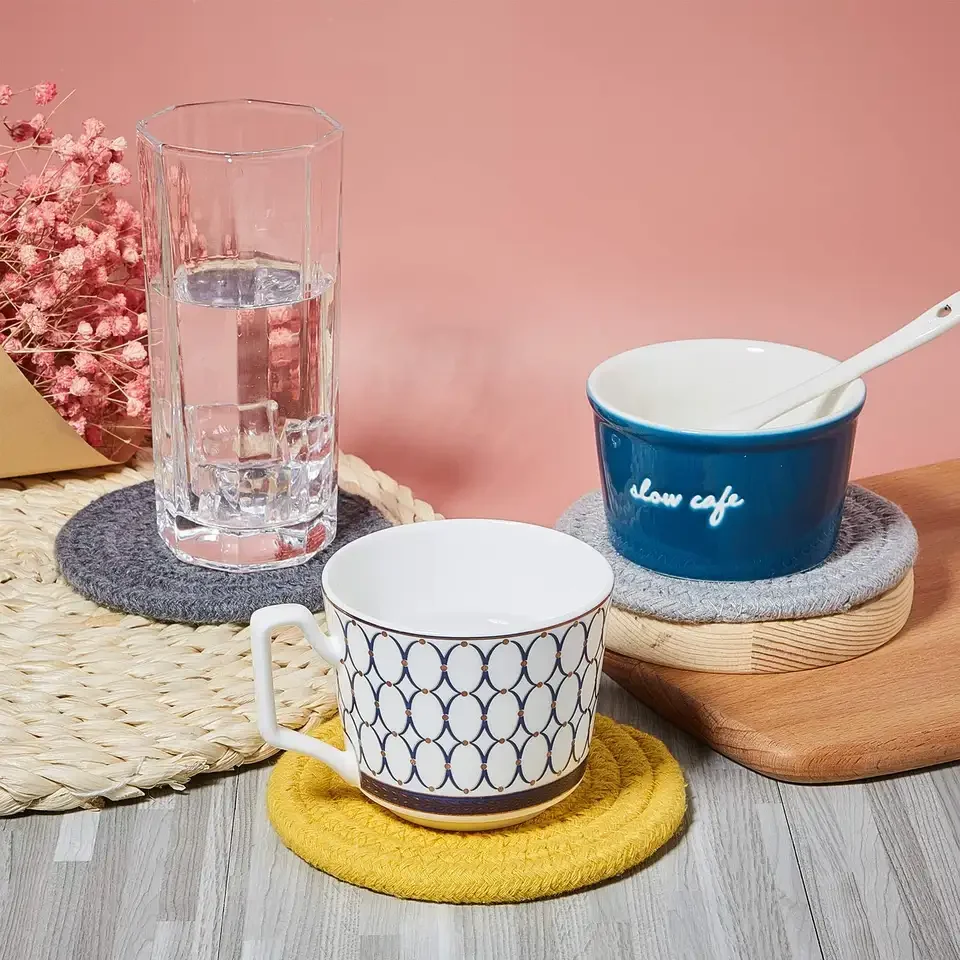 Wholesale Woven Insulation Mats  Cotton placemat for kitchen table mat dish mat 100% Cotton Rope Amaz0n Hot Selling