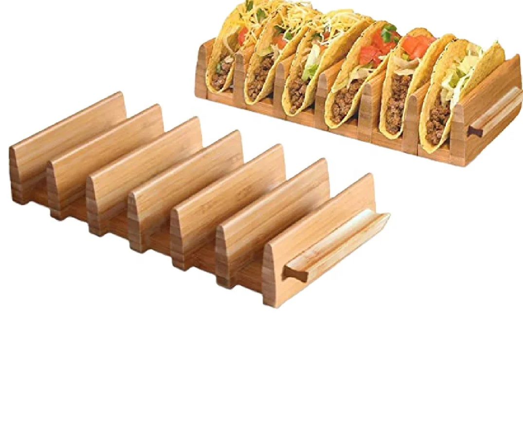 Премиум бамбуковый деревянный держатель Taco подставка стойка вмещает 6 мягких или твердых корпусов Tacos для