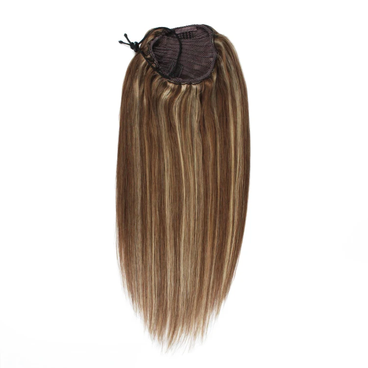 Qingdao Hair Factory 100% Human Remy Hair Drawstring Ponytail All Colors Blonde Highlight Baylayage