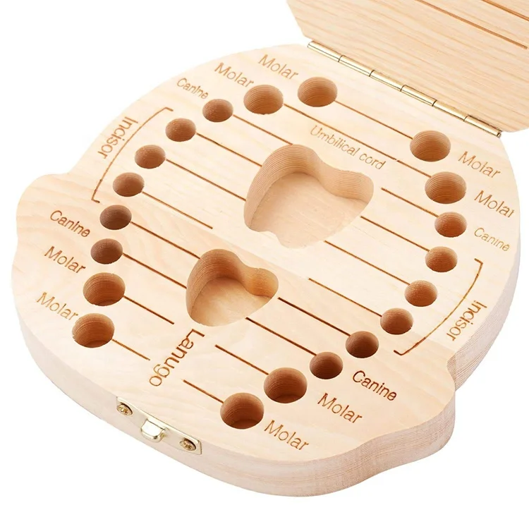 Natural Wood Crafts Boys Girls Gifts Baby First Tooth Lanugo Saver Kids Wooden Baby Tooth Box