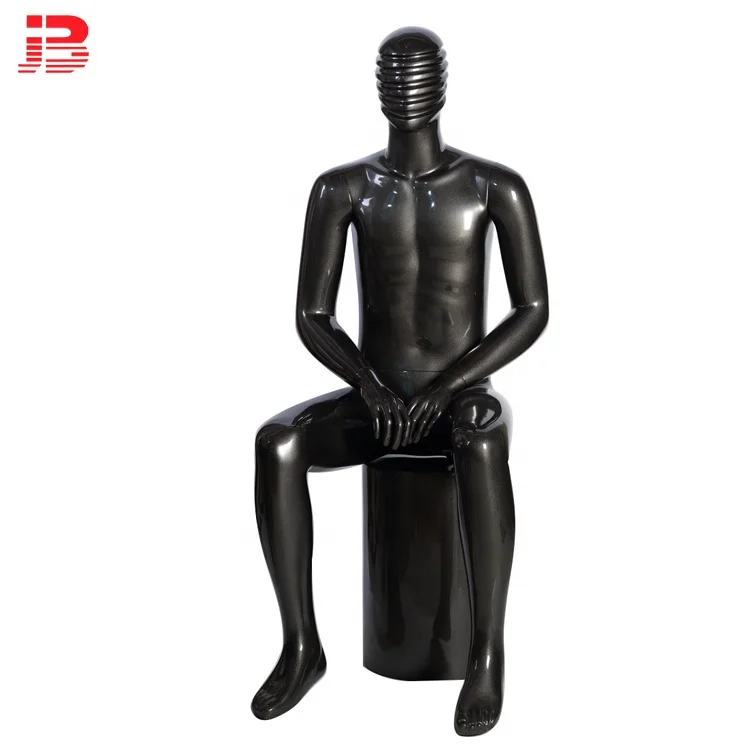 European fashion fiberglass sitting ground male mannequin for window display