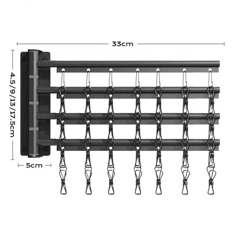 Gun Grey Wall Mounted Retractable Bracket Space Aluminum Sock Drying Towel Rack Folding White