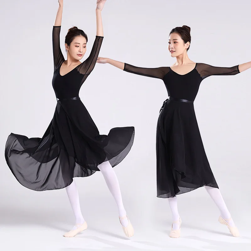 TJ572 Wholesale Adult women Training Dancewear Chiffon Ballet Wrap Skirt
