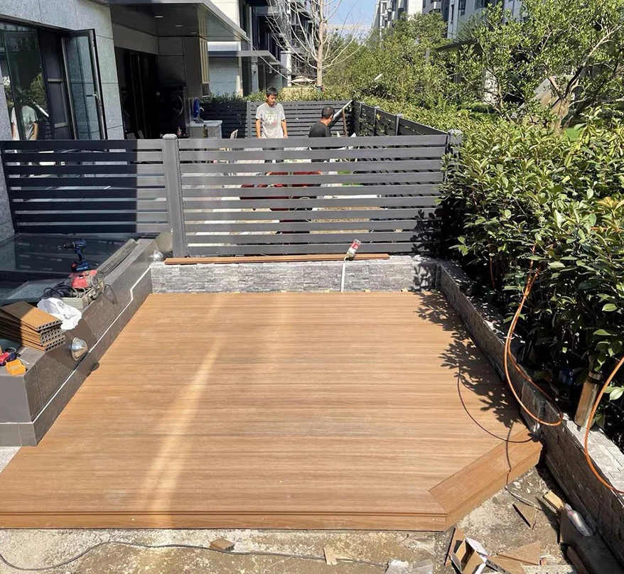 3D embossed wood grain outdoor decking waterproof sunproof exterior wood composite flooring eco wood building materials