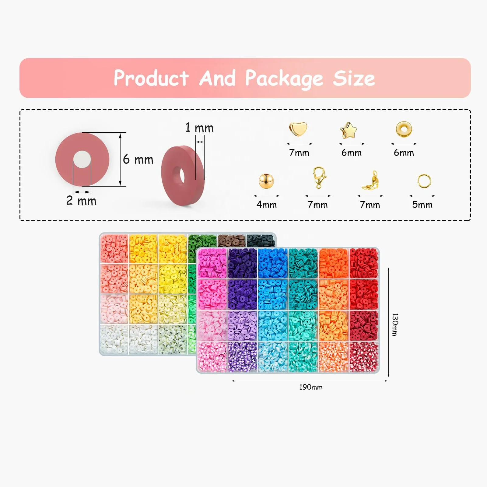DIY round flat clay beads making kit disk clay Gemstone Beads Kits DIY Jewelry Necklace Bracelet kit for girl
