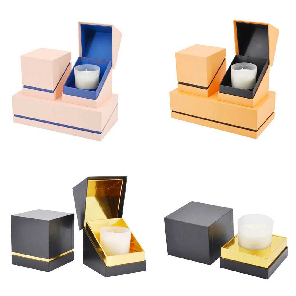 Luxury Custom Paper Candle Container Packaging Boxes For Candles Jar Perfume Gift Box With Lid Gold Foil Holographic Rigid Box