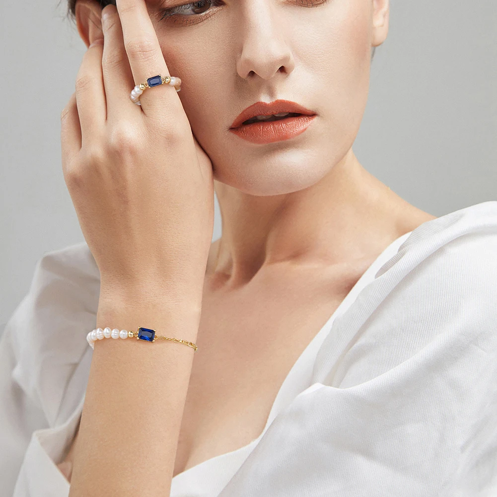 RINNTIN GPR17 New Arrival Fashion anillos plata Fine Jewelry Rings With 4A Zircon Women Wholesale Freshwater Pearl Rings