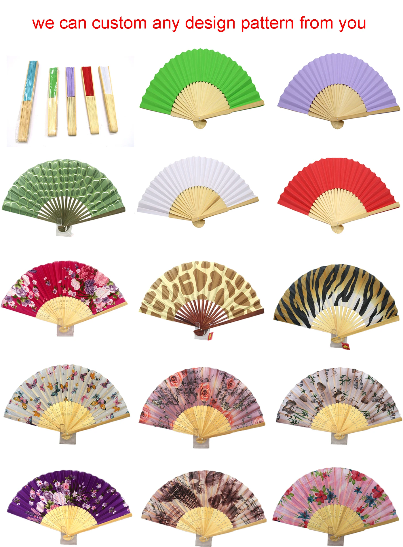 
bamboo folding hand held souvenir fan for favor 