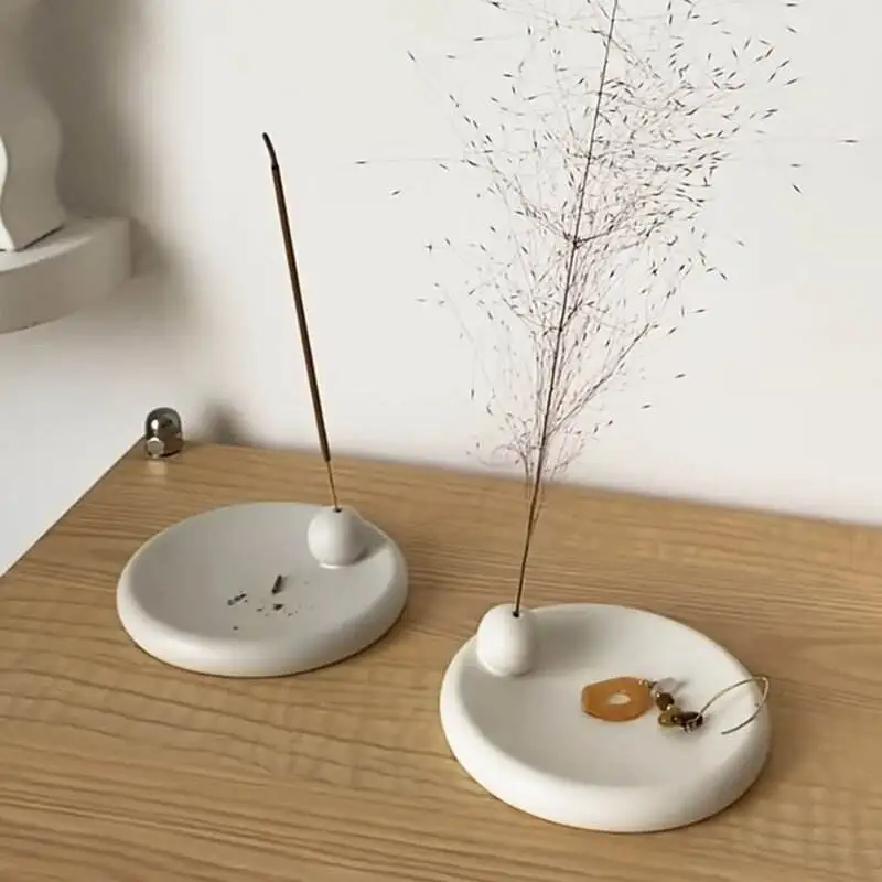 Wholesale Pottery Ceramic Round White Incense Ash Catcher Cheap Incense Stick Burner Holder