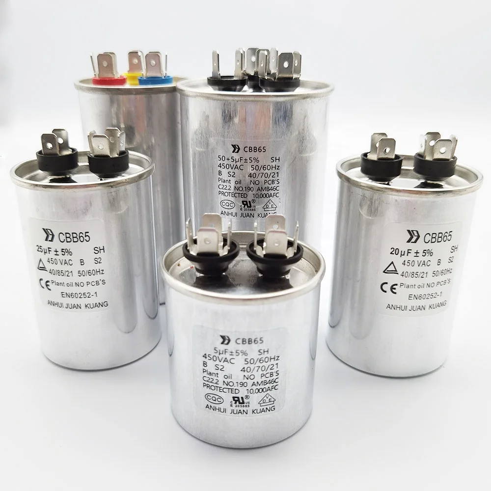 
AC Motor Capacitor Air Conditioner Compressor Start Capacitor CBB65 450VAC 15uF 20uF 25uF 30uF 40uF 45uF 50uF 60uF 