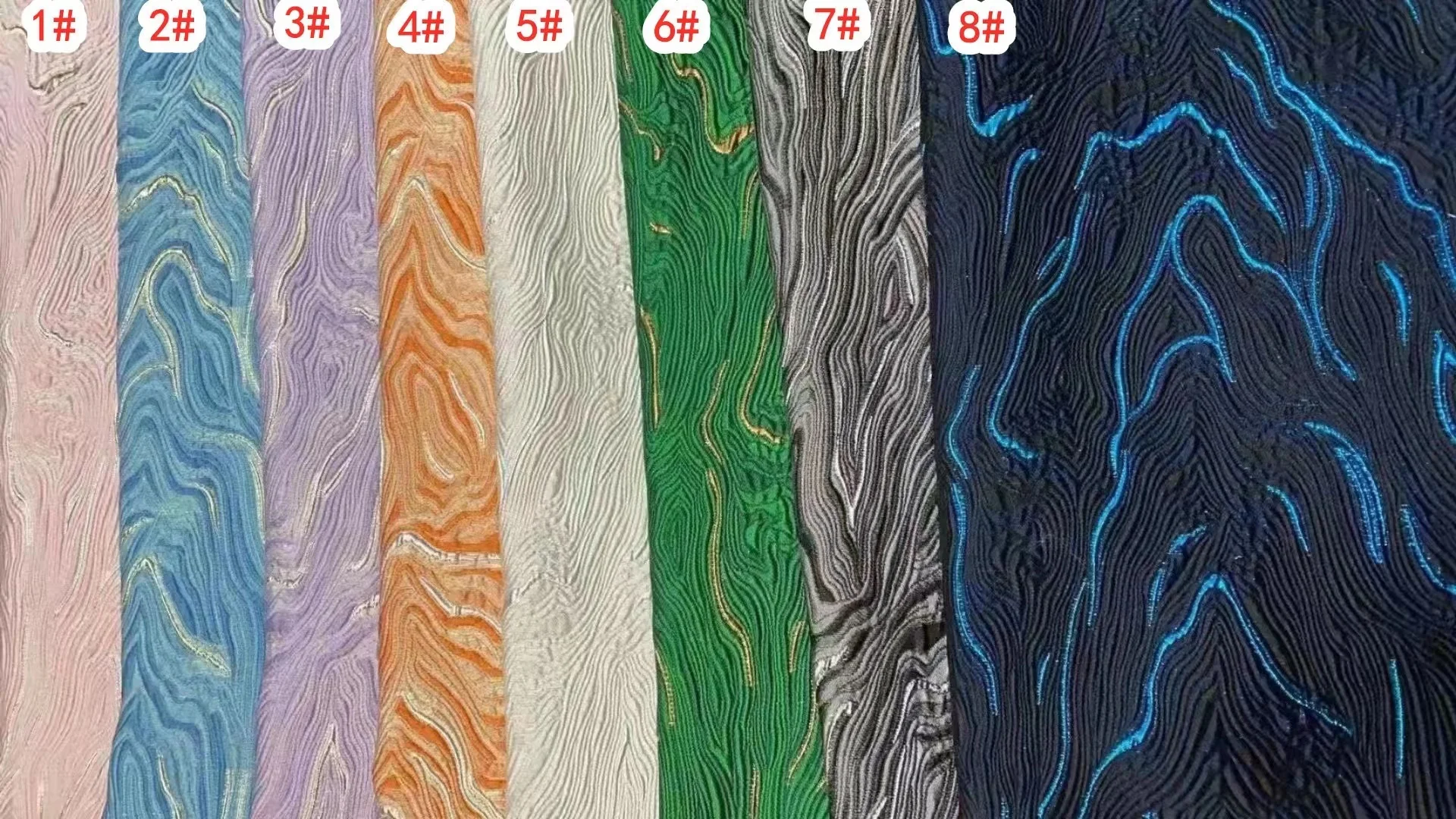 Luxury new design light metallic brocade jacquard lurex wave designer fabric for fashion garments