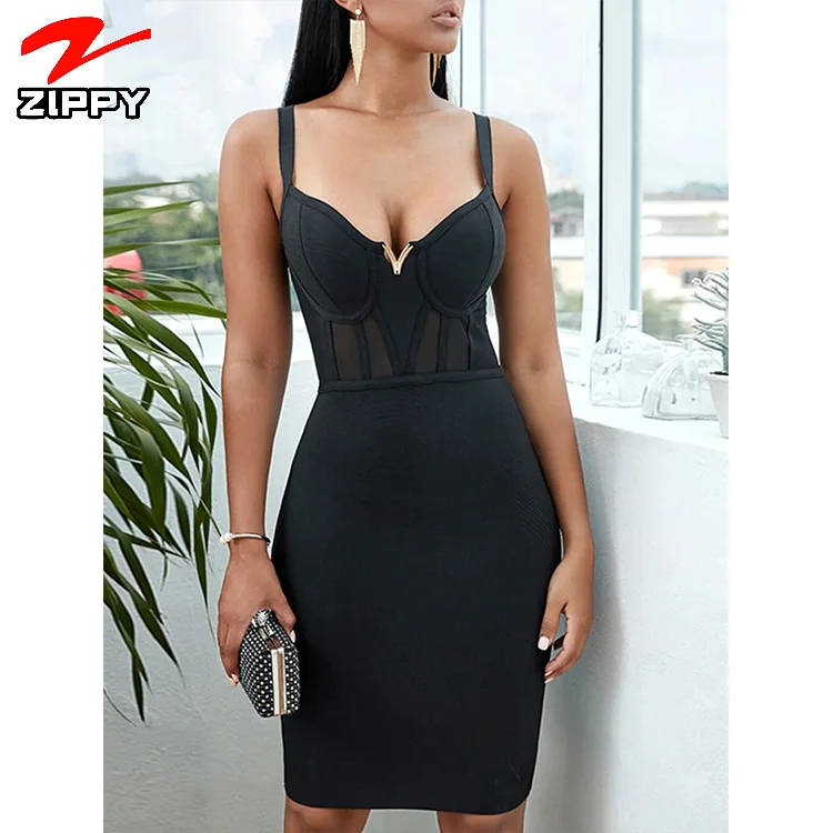 Sexy Deep V-Neck Sleeveless Backless Lace Waist Bandage Bodycon Dress Black pink Party Night Club Dresses