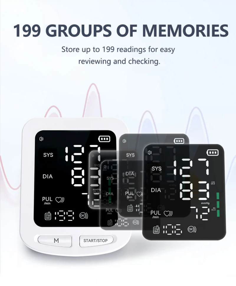 4.6 Inches LED Electronic Sphygmomanometer Digital Upper Arm Blood Pressure Monitor with Voice