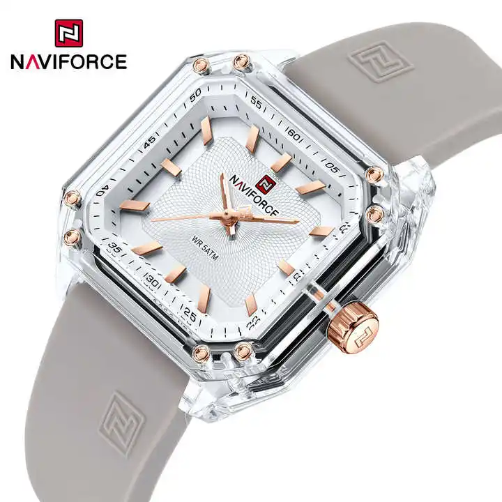 NAVIFORCE7106  Luxury Quartz Watch Women Top Brand Waterproof Silicone Rubber Bracelet Original Lady Girl Wristwatch 7106 Female