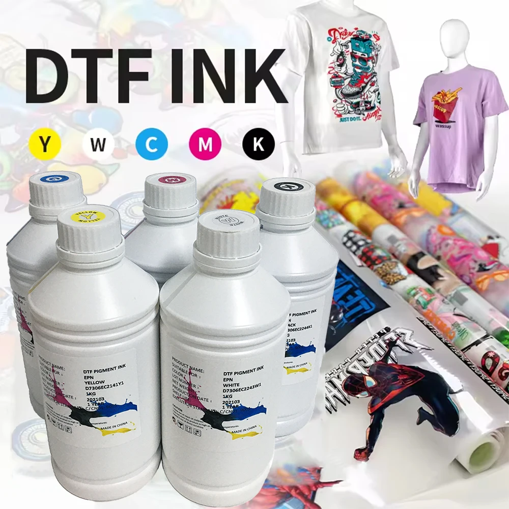 Cncolor Premium 1000ml Bulk Waterproof Pet Film DTF White T-shirt Printer Ink Pigment Inks Epson L1800 L805 Xp15000 I3200