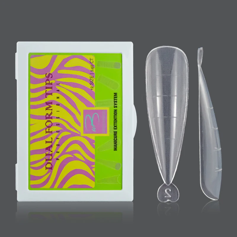 120pcs 240pcs Acrylic Nail Quick Building Mold Tips Nail Dual Forms Finger Extension Stiletto Nail Tips for Poly Gel