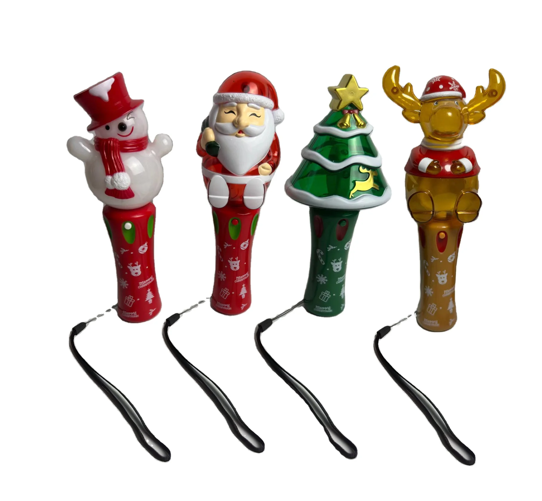 Christmas Light Up Toys Magic Led stick Flashing Colorful Fiber Optic christmas tree deer snowman santa shaped flash Wand