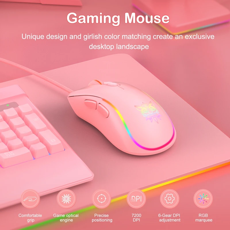 CW907 LED Backlight Sensor Gaming Mouse Wired RGB Gaming Mouse USB2.0 Desktop Computer Ergonomic Mouse For Laptop Game Play