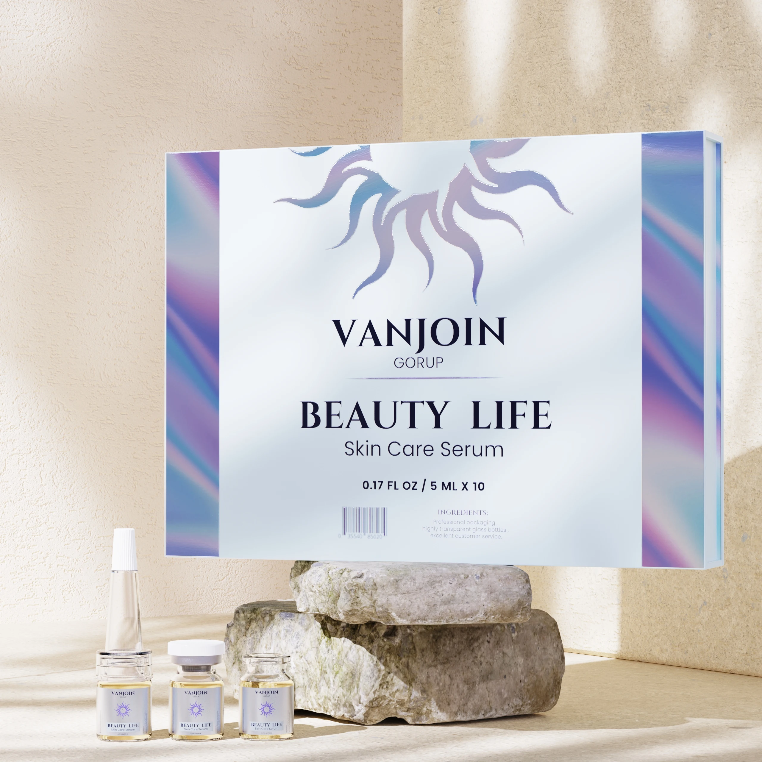 custom 10-pack 5ml empty glass vials high quality luxury 0.17oz skin care serum set with customized gift box packaging