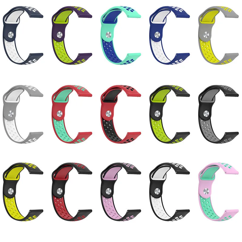 The soft porous breathable silicone two-color strap is suitable for Samsung Huawei  AMAZFIT Xiaomi Garmin Fossil