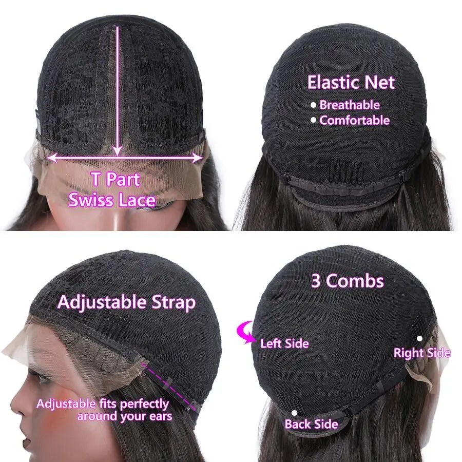 Wholesale Body Wave 200 Density Wigs Human Hair 4x1 T Part Wig Virgin Brazilian Human Hair Wig Turkey Pre Plucked with Baby Hair