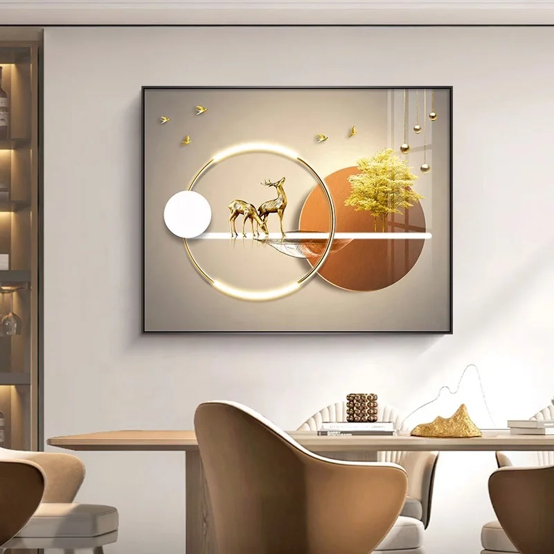 Electric meter box decorative painting modern simple crystal porcelain wall art living room home decoration hanging painting