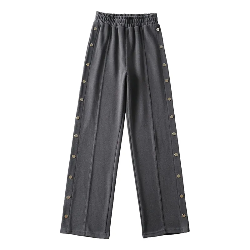 New Autumn Winter Side Stud Loose Hip Hop Dance Straight Sweatpants