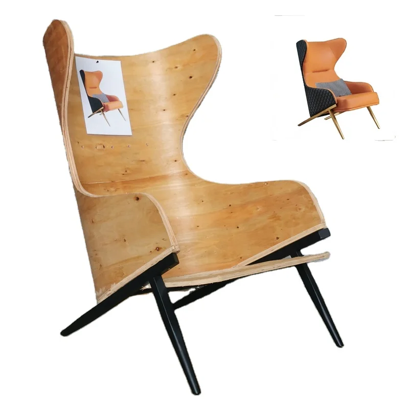 Modern metal stainless steel leg furniture parts High back curved wooden chair frame accessories