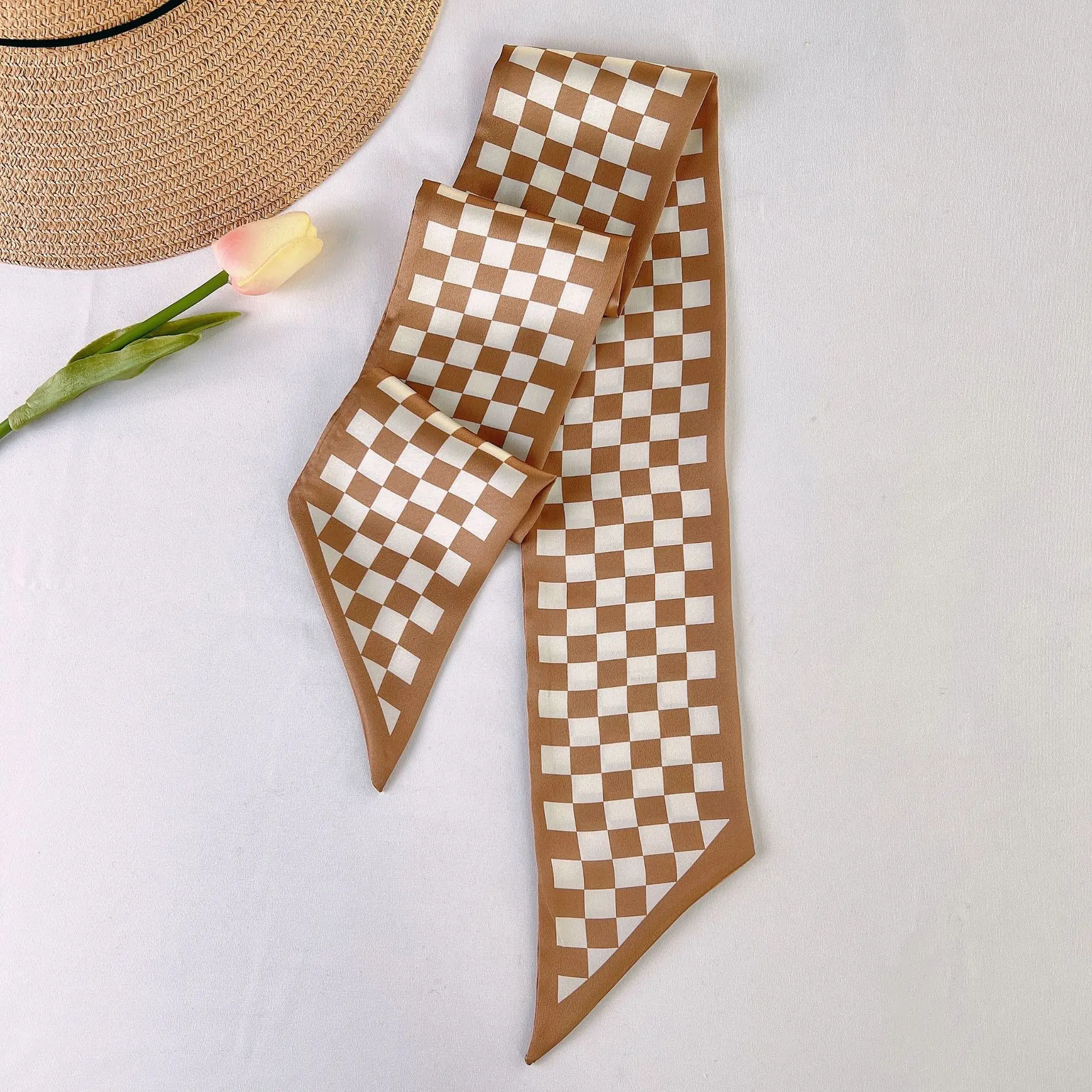 Korean Ins Popular Spring Small Scarf Ribbon Hair Scrunchies Hair Ties Hairband