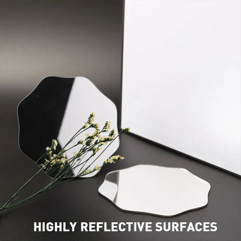 Sticker Hexagon Mirror Acrylic 1mm Acrylic Mirror Sheet Silver Color Laser Cutting Mirror
