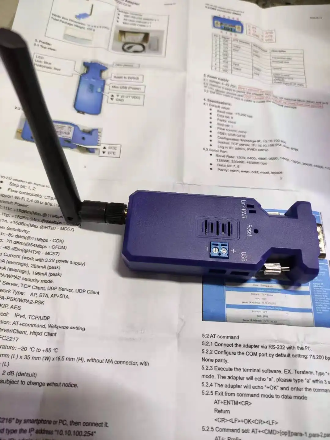 
Wifi serial rs232 adapter with male db9 connector 