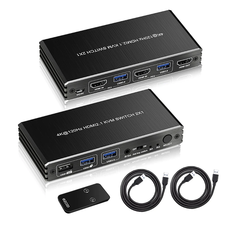 8K@60Hz/4K@120Hz 2 port HDMI2.1 KVM Switch HDR&D-olby vision USB3.0 HDMI KVM Switcher 2 in 1 out