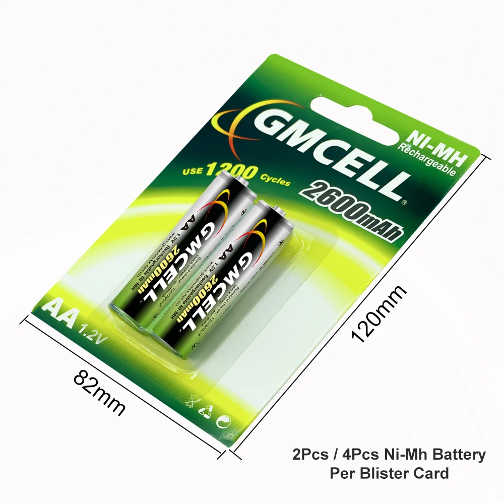 Custom color blister cards ni-mh batterie 2600mAh aaa rechargeable battery ni mh aa 600mah 1.2v solar akku for Led Lights