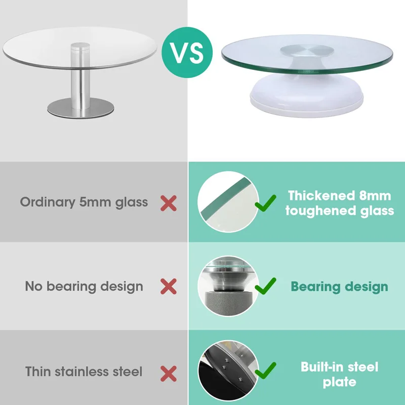 Baking Pastry Frosting Tools Round Non-slip Pedestal Tempered Glass Rotatable Decorating Cake Turntable Muffin Kitchen Utensils